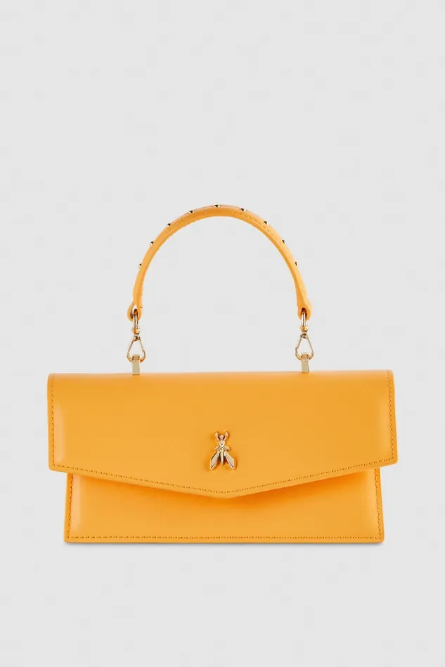Patrizia Pepe Fly Bamby Leather Shoulder Bag Orange Orange Sorbet Bags Handbags