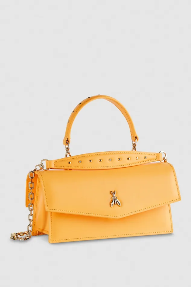 Patrizia Pepe Fly Bamby Leather Shoulder Bag Orange Orange Sorbet Bags Handbags