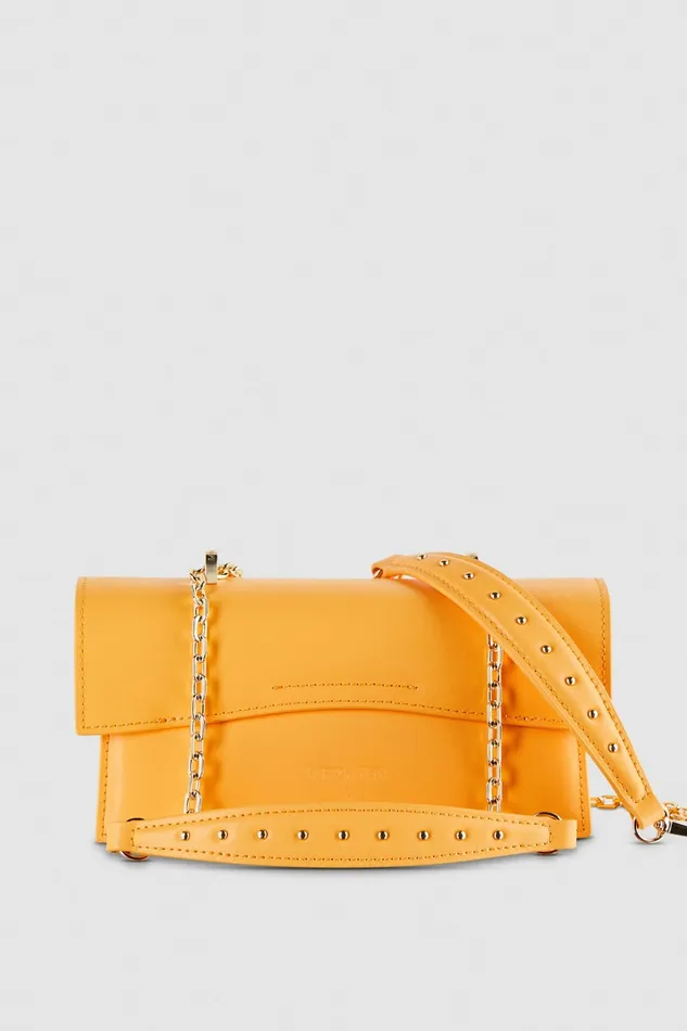 Patrizia Pepe Fly Bamby Leather Shoulder Bag Orange Orange Sorbet Bags Handbags