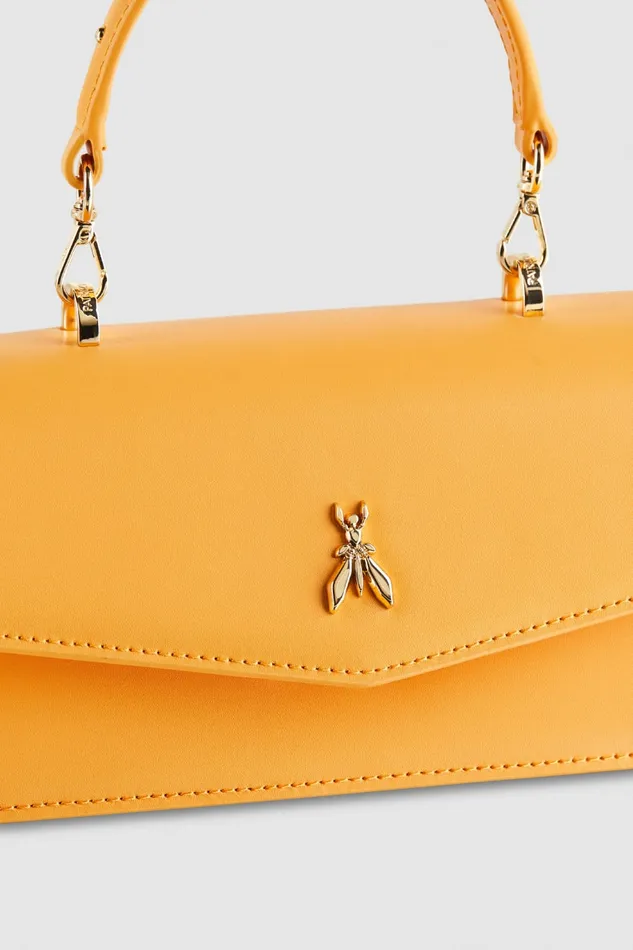 Patrizia Pepe Fly Bamby Leather Shoulder Bag Orange Orange Sorbet Bags Handbags