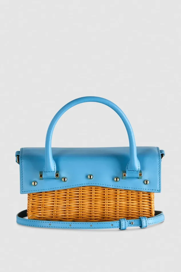 Patrizia Pepe Fly Bamby Light Blue Azurenatural Bags Crossbodys