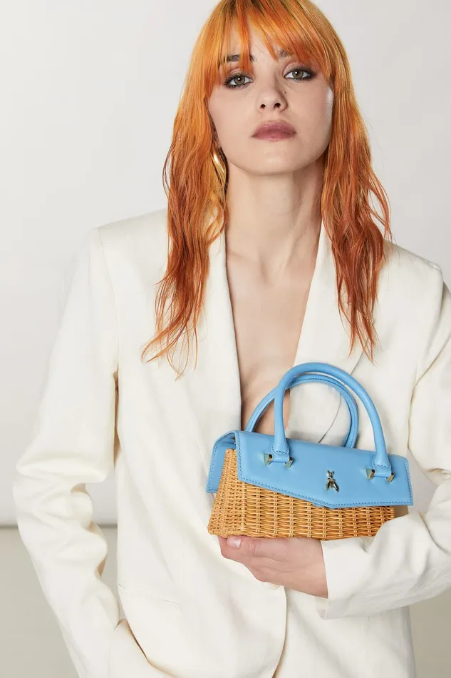 Patrizia Pepe Fly Bamby Light Blue Azurenatural Bags Crossbodys