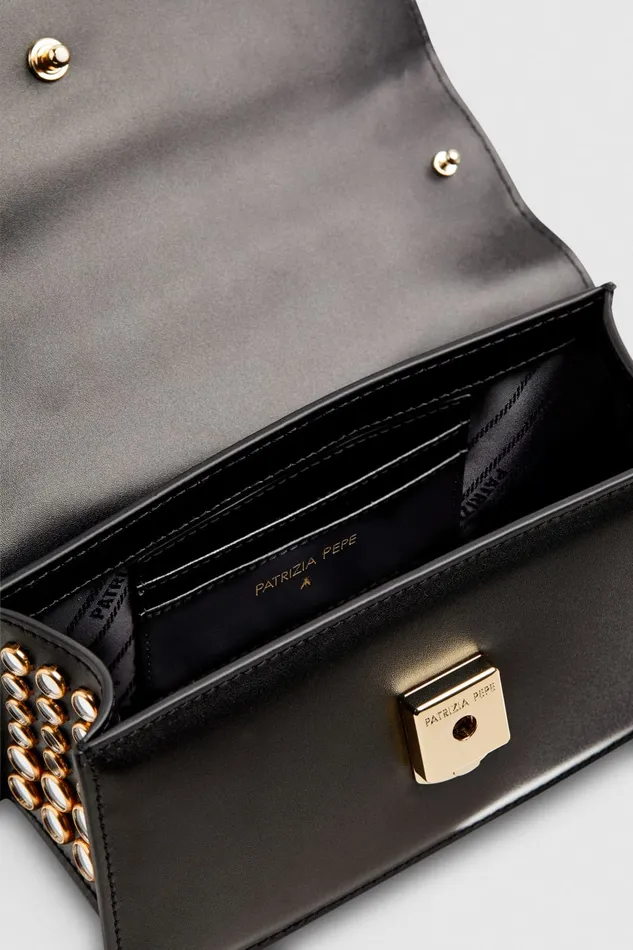 Patrizia Pepe Fly Bamby Mirror Black Nero Bags Handbags