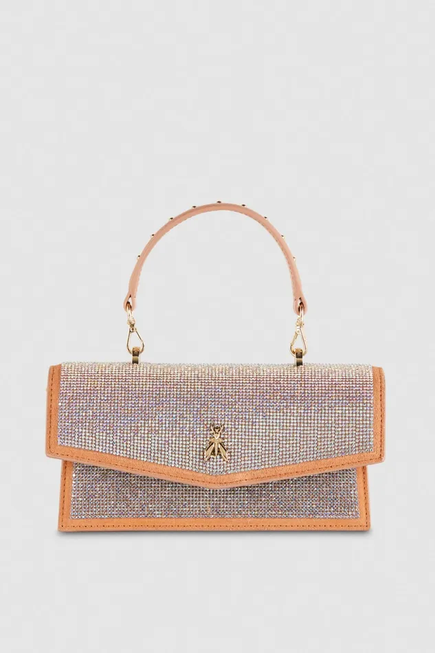 Patrizia Pepe Fly Bamby Shoulder Bag With Rhinestones Pink Crystal Rose Bags Handbags