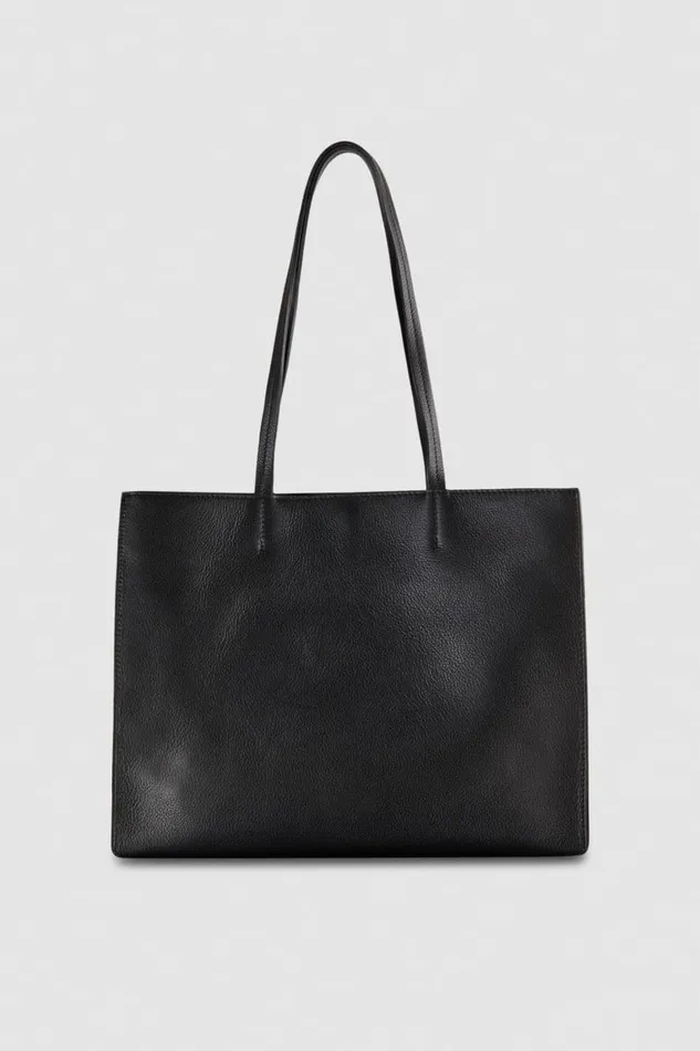 Patrizia Pepe Hammered Leather Shopping Bag Black Nero Bags Shoppers