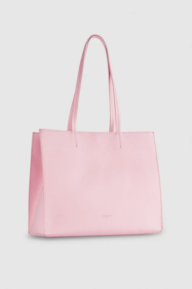 Patrizia Pepe Hammered Leather Shopping Bag Pink Fresh Pink Bags Shoppers