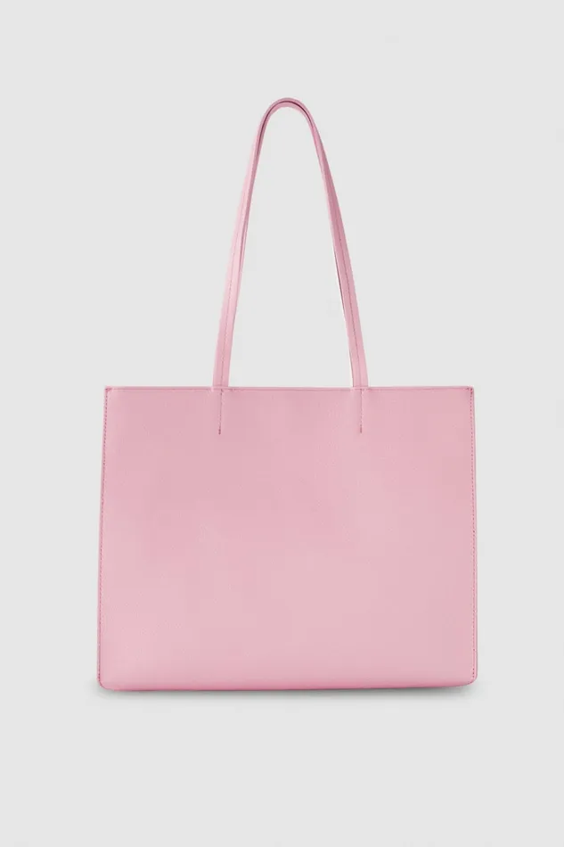 Patrizia Pepe Hammered Leather Shopping Bag Pink Fresh Pink Bags Shoppers