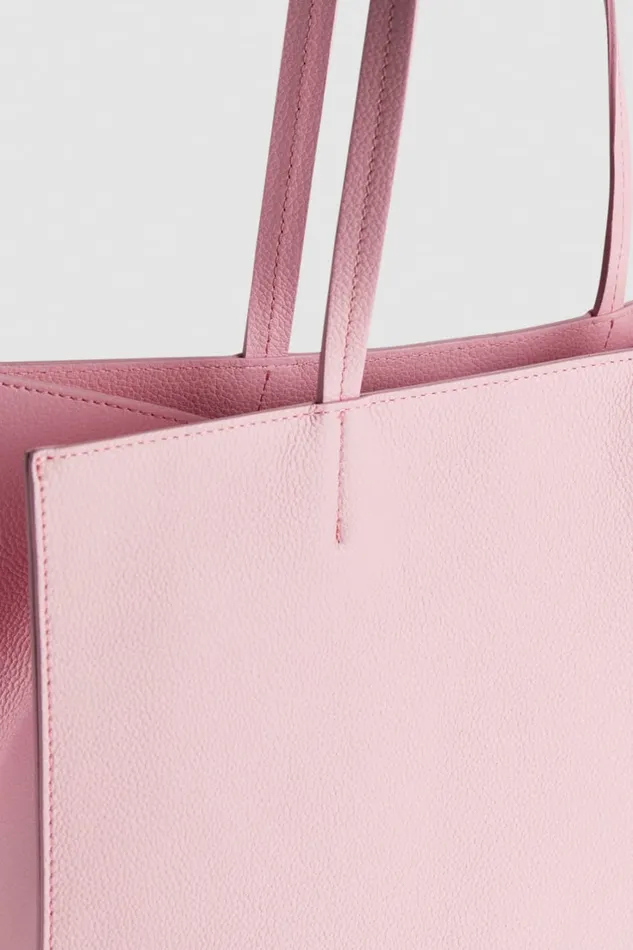 Patrizia Pepe Hammered Leather Shopping Bag Pink Fresh Pink Bags Shoppers