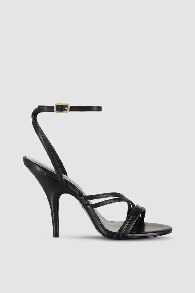 Patrizia Pepe Heeled Leather Sandals Black Nero Footwear