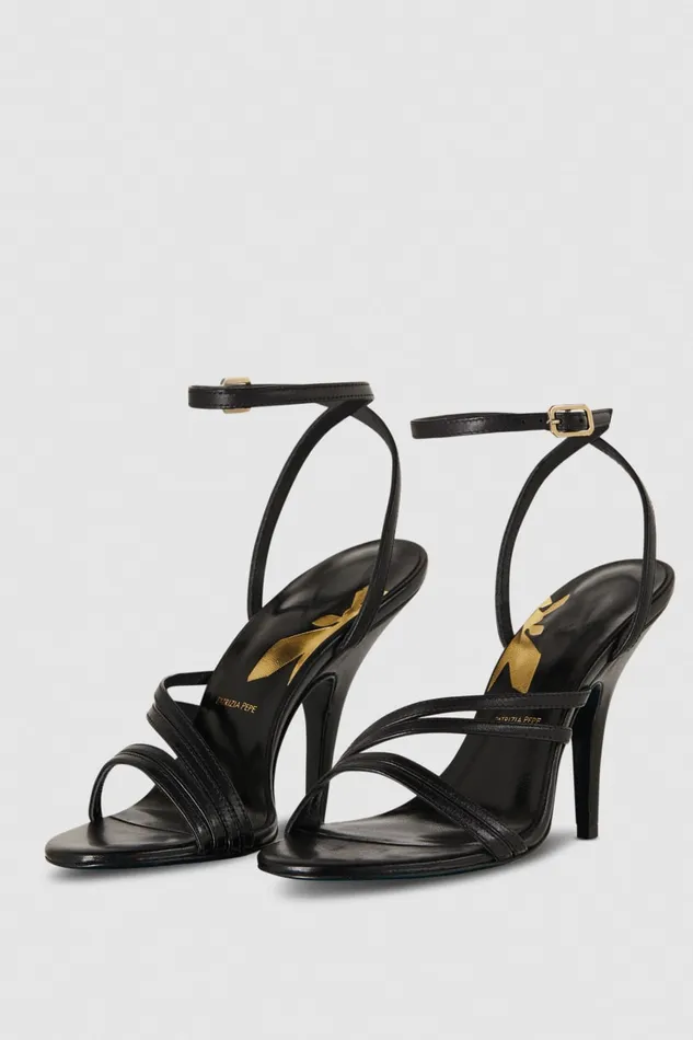 Patrizia Pepe Heeled Leather Sandals Black Nero Footwear