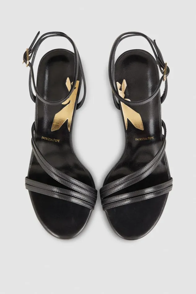 Patrizia Pepe Heeled Leather Sandals Black Nero Footwear