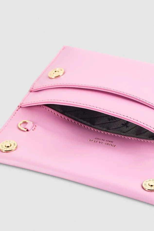 Patrizia Pepe Leather Clutch Bag With Chain Shoulder Strap Pink Cold Pink Bags Clutches