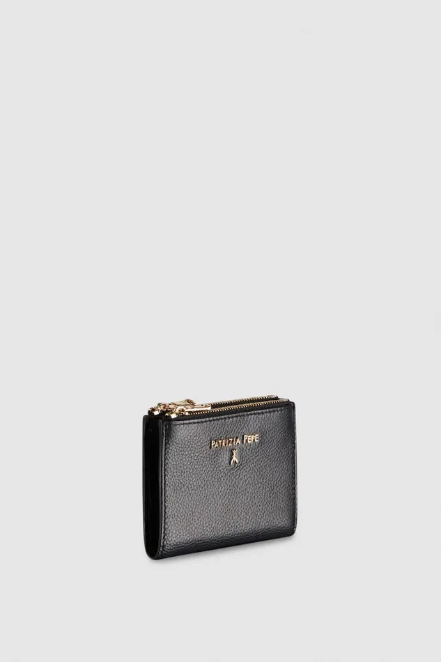 Patrizia Pepe Leather Wallet With Zipper Black Nero Accessories
