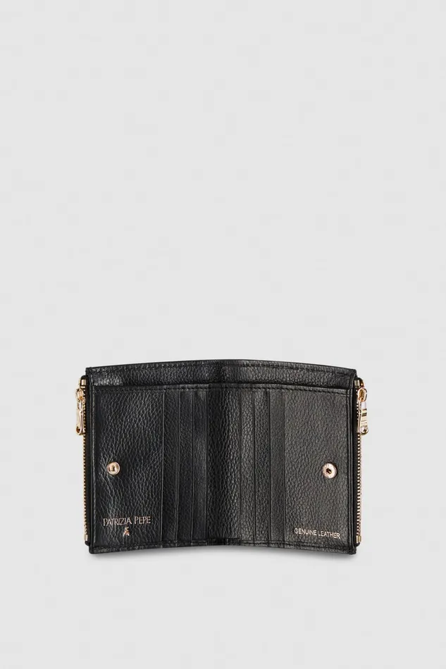 Patrizia Pepe Leather Wallet With Zipper Black Nero Accessories