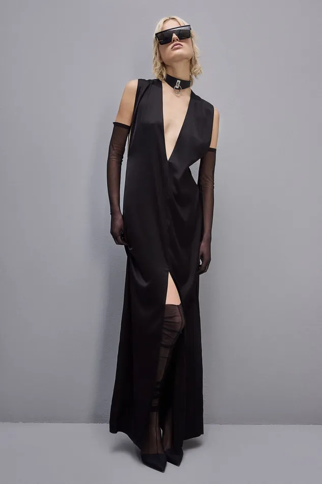 Patrizia Pepe Long Dress In Certified Viscose Black Nero Apparel Long