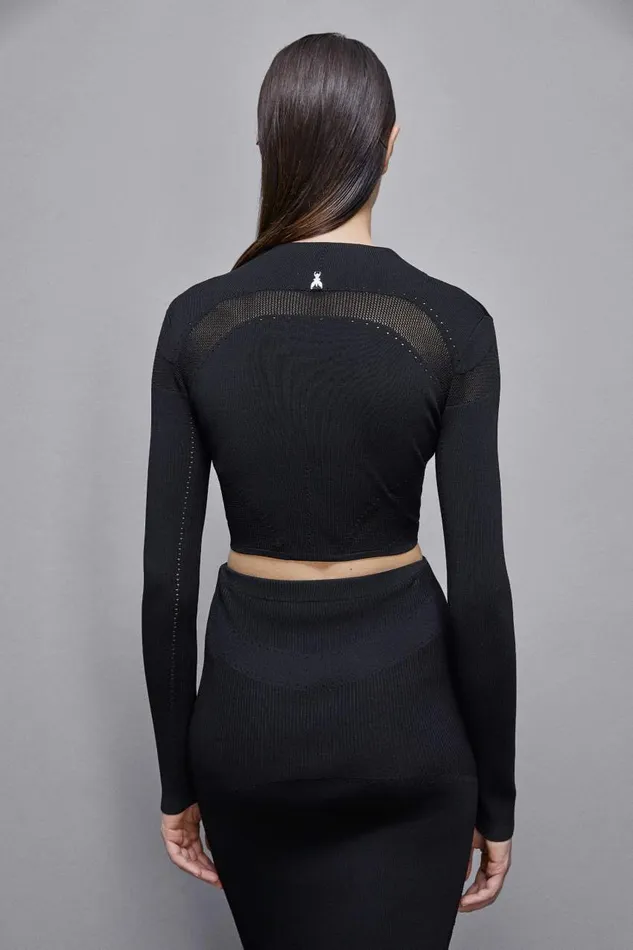 Patrizia Pepe Longsleeved Viscose Blend Sweater Black Nero Apparel Sweaters