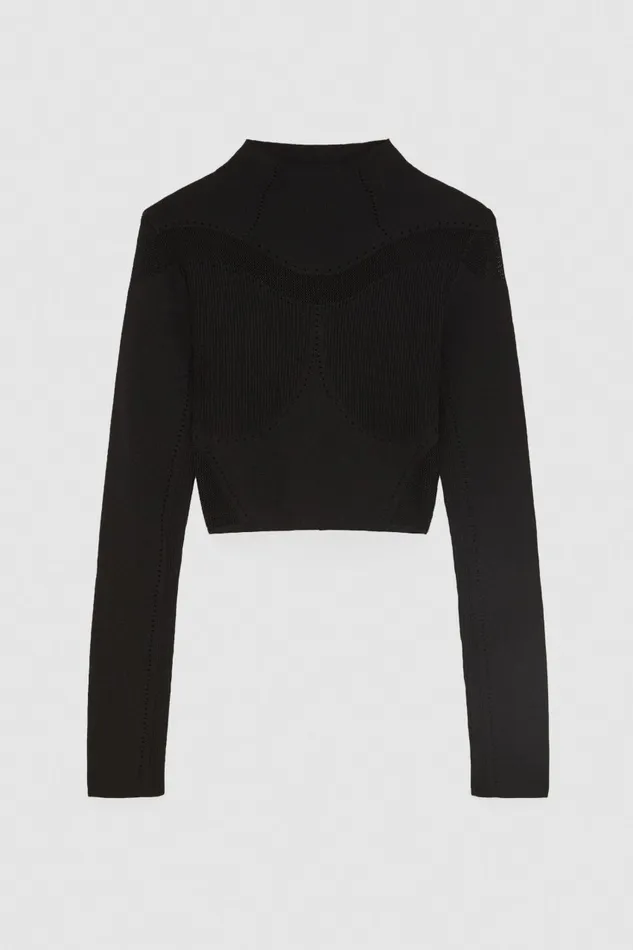 Patrizia Pepe Longsleeved Viscose Blend Sweater Black Nero Apparel Sweaters