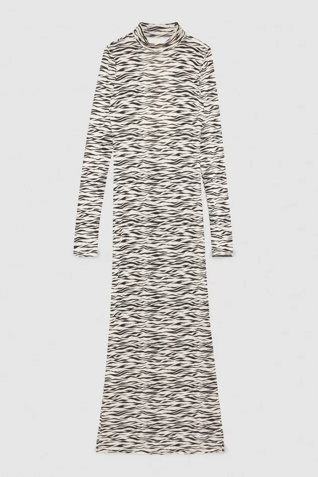 Patrizia Pepe Long Slim Fit Dress Blackandivoryzebra Apparel Long