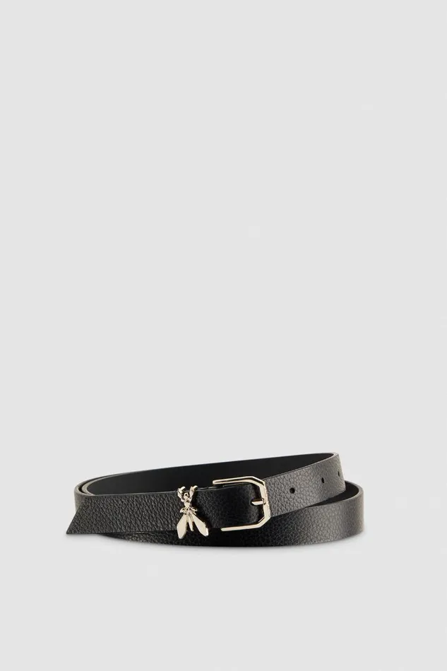 Patrizia Pepe Lowwaist Hammered Leather Belt Black Blacklight Gold Accessories