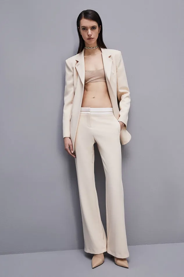 Patrizia Pepe Lowwaisted Pants In Comfort Fabric Beige Ivory Skin Apparel Slim and Skinny