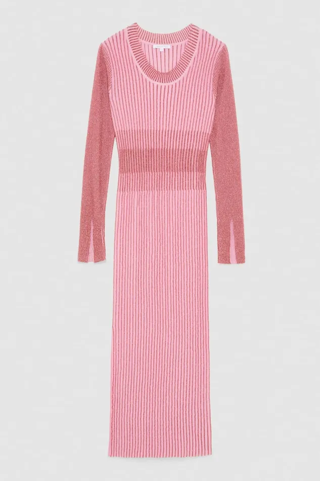 Patrizia Pepe Lurex Midi Dress Pink Pink Lurex Apparel Midi