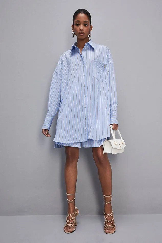 Patrizia Pepe Mini Over Shirt Dress Simple Stripes Apparel Mini