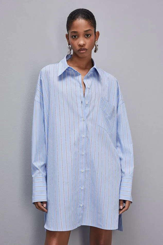 Patrizia Pepe Mini Over Shirt Dress Simple Stripes Apparel Mini