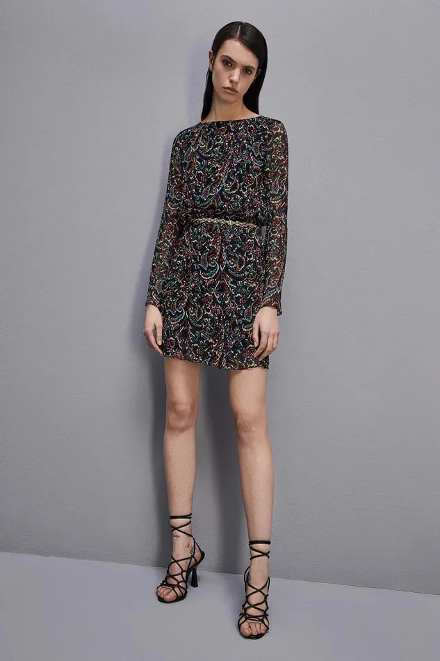 Patrizia Pepe Mini Patterned Dress Black Paisley Soul Apparel Mini