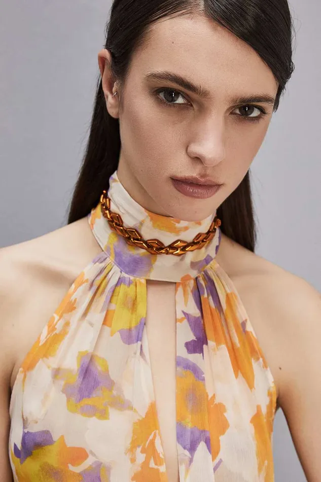 Patrizia Pepe Necklace With Personalized Links And Micro Fly Orange Shiny Orange Accessories