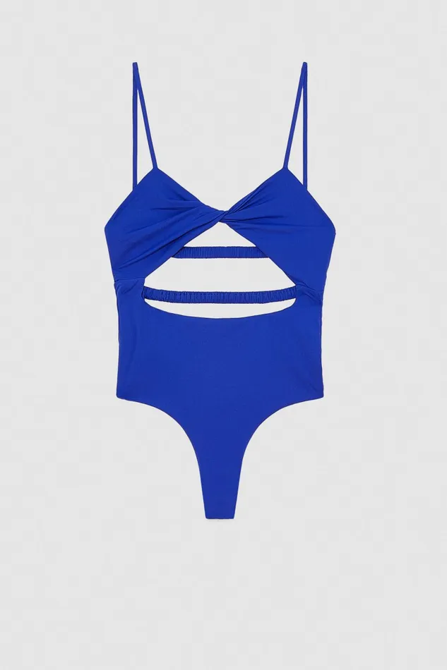 Patrizia Pepe One Piece Swimsuit In Technical Jersey Light Blue Blue Wave Apparel Beachwear