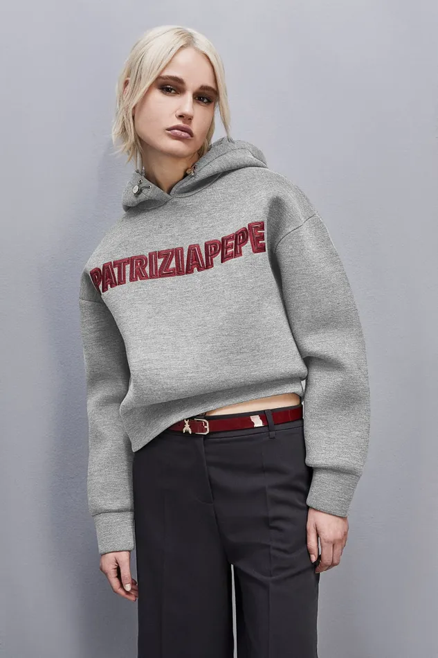 Patrizia Pepe Oversized Hoodie Grey Gray Melange Apparel Sweatshirts