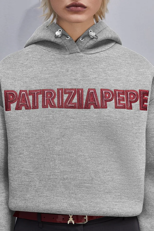 Patrizia Pepe Oversized Hoodie Grey Gray Melange Apparel Sweatshirts