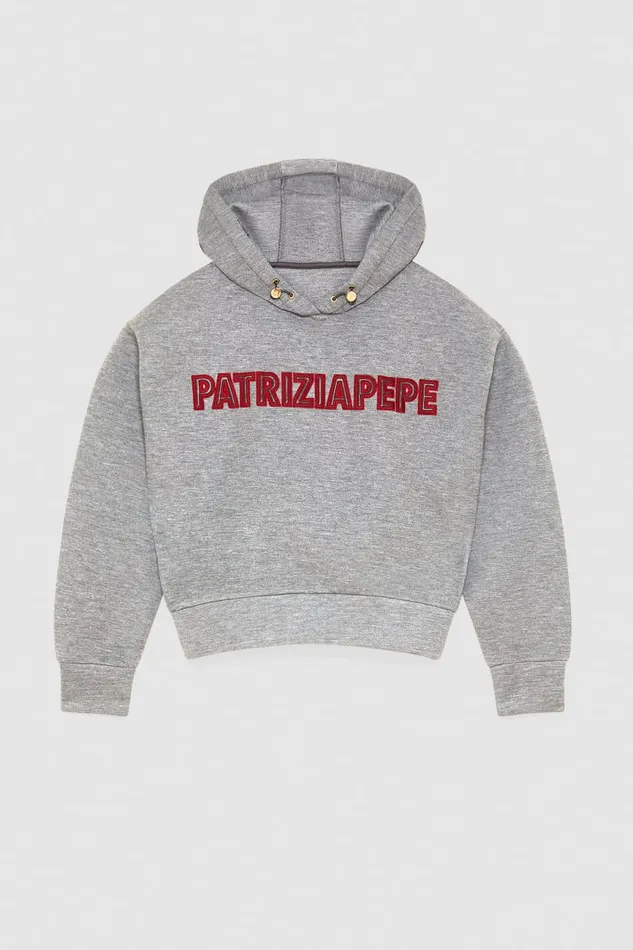 Patrizia Pepe Oversized Hoodie Grey Gray Melange Apparel Sweatshirts