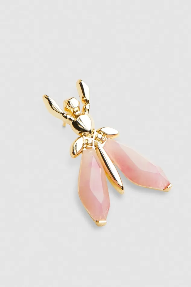 Patrizia Pepe Precious Fly Earrings With Stones Pink Fresh Rose Accessories