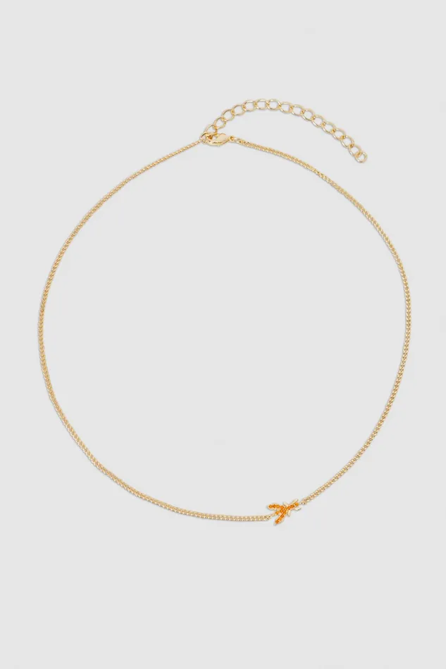 Patrizia Pepe Rhinestone Necklace Orange Shiny Orange Accessories