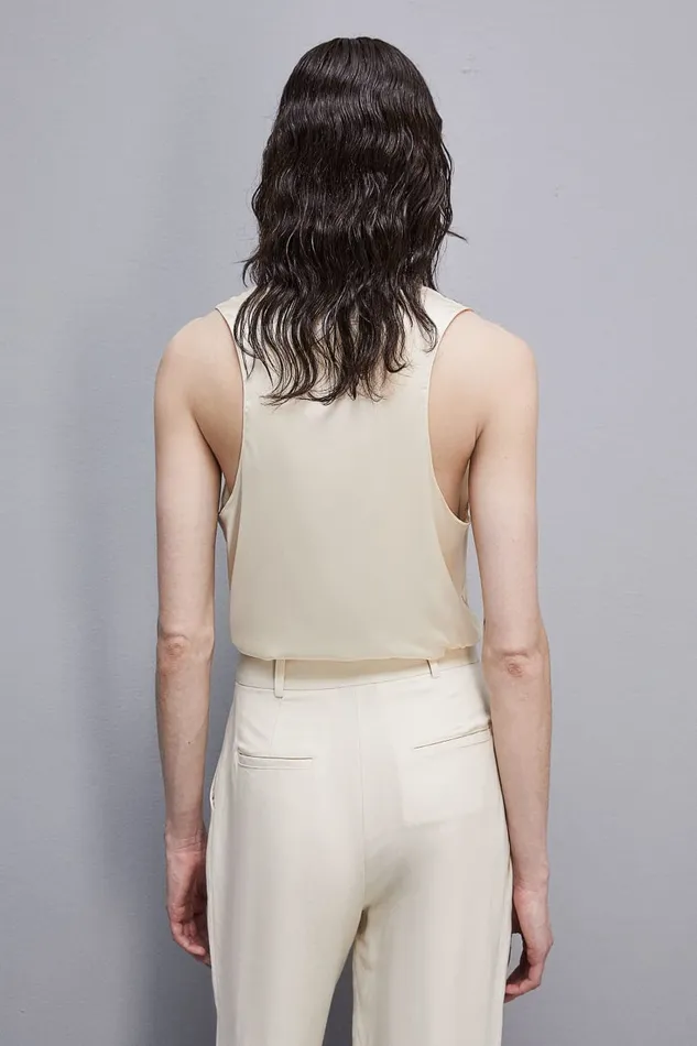 Patrizia Pepe Sleeveless Top Shirt In Certified Viscose White Raw White Apparel Tops