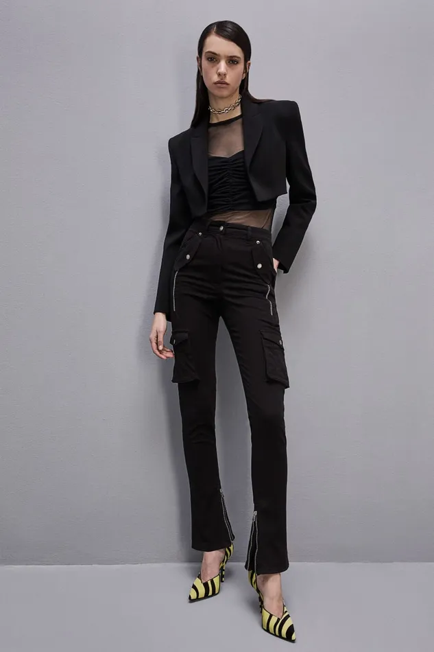 Patrizia Pepe Slim Cargo Pants Black Nero Apparel Slim and Skinny