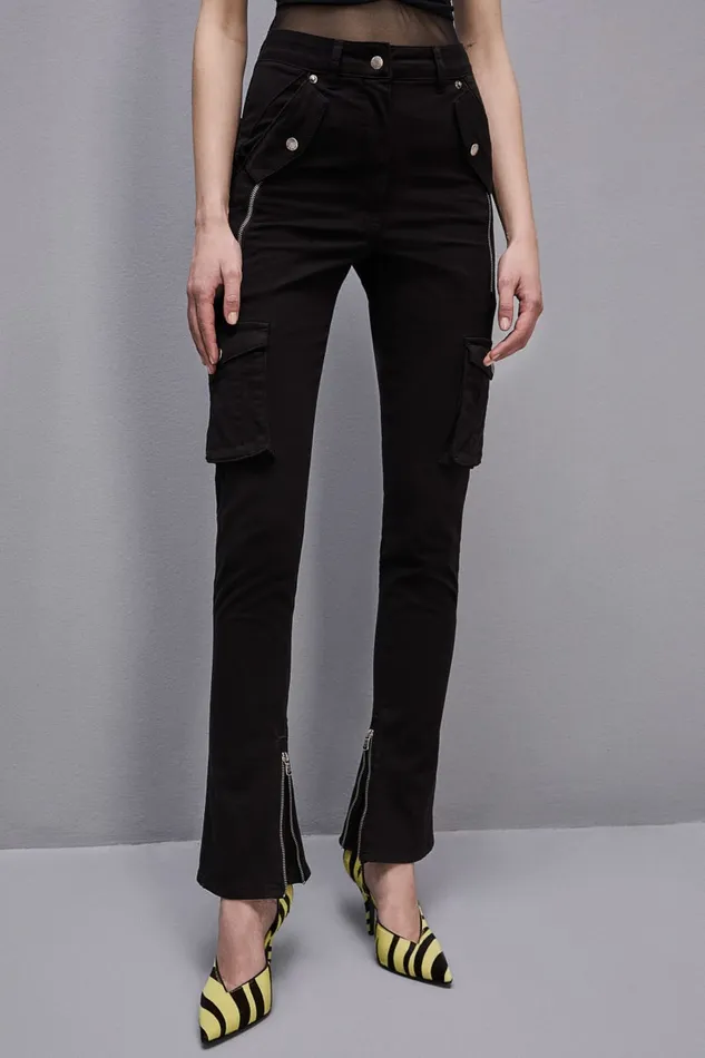 Patrizia Pepe Slim Cargo Pants Black Nero Apparel Slim and Skinny