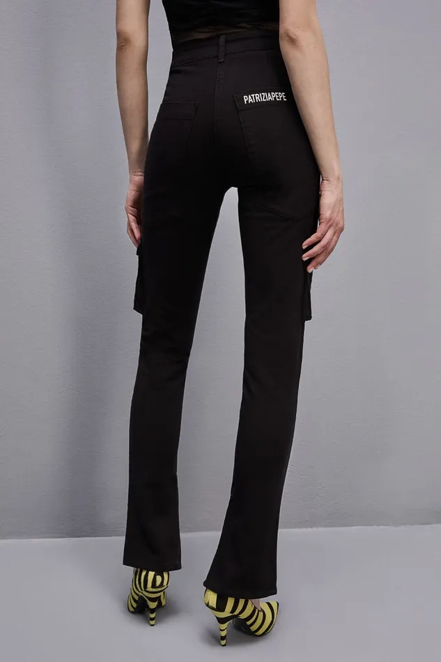 Patrizia Pepe Slim Cargo Pants Black Nero Apparel Slim and Skinny