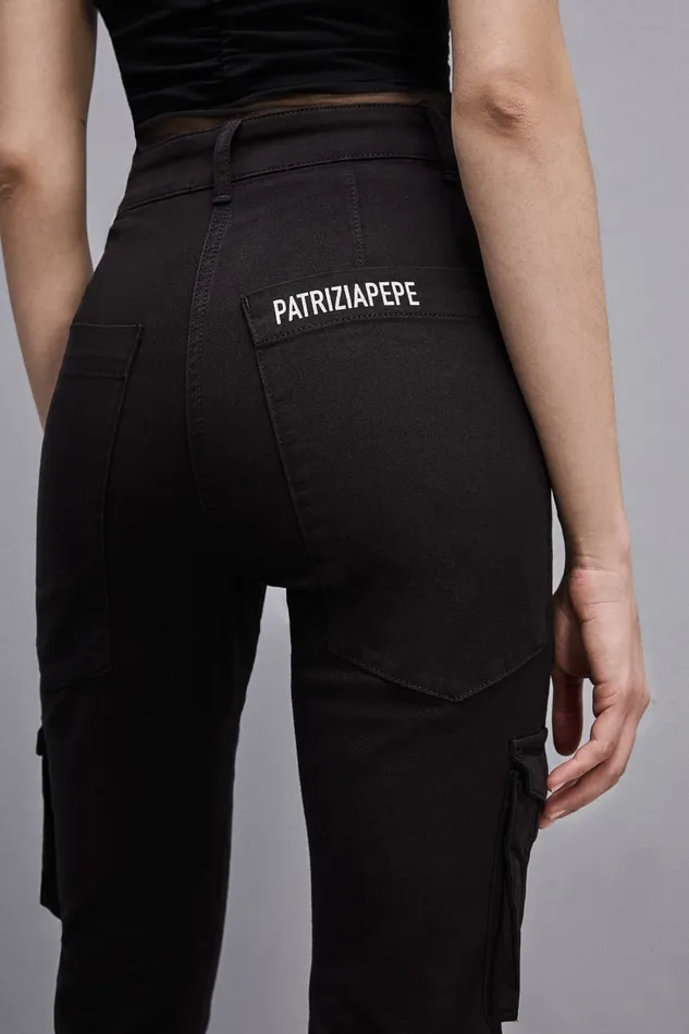 Patrizia Pepe Slim Cargo Pants Black Nero Apparel Slim and Skinny