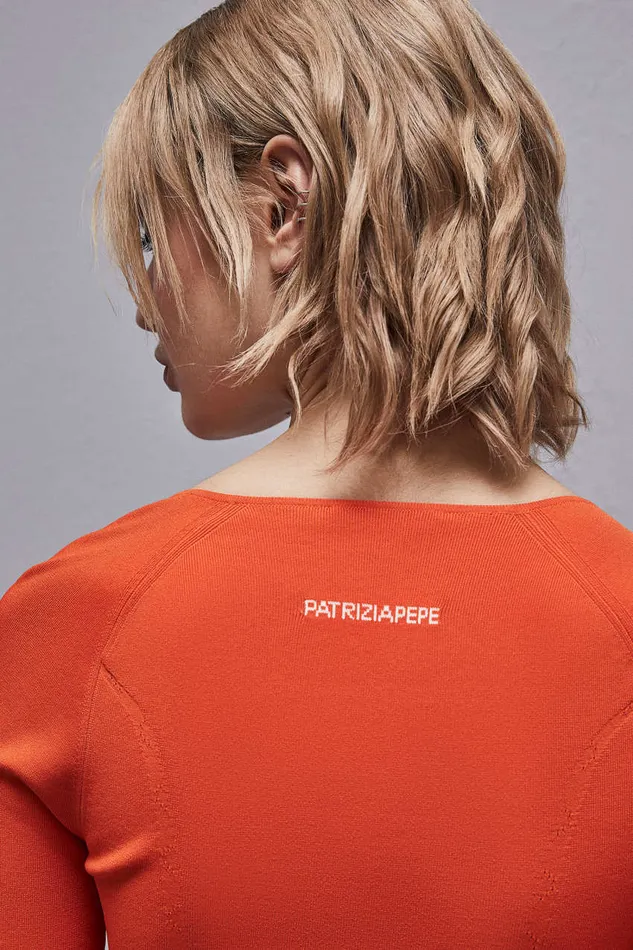 Patrizia Pepe Slim Fit Dress With Slit Orange Orange Sunset Apparel Mini