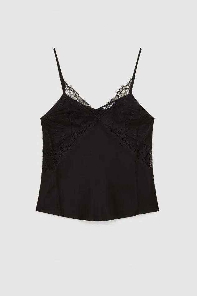 Patrizia Pepe Slim Top In Viscose Satin Black Nero Apparel Tops