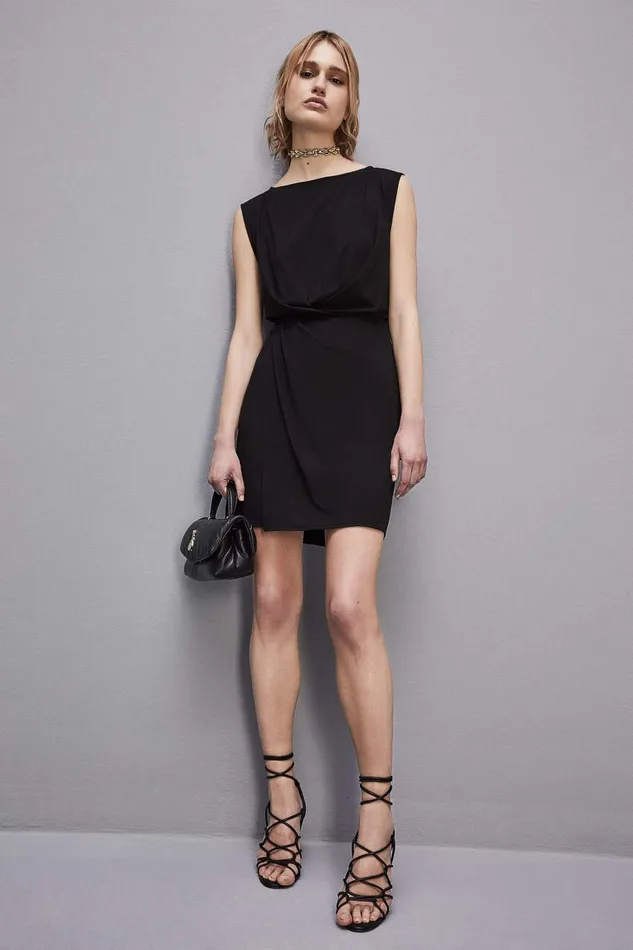 Patrizia Pepe Stretch Jersey Boatneck Dress Black Nero Apparel Mini
