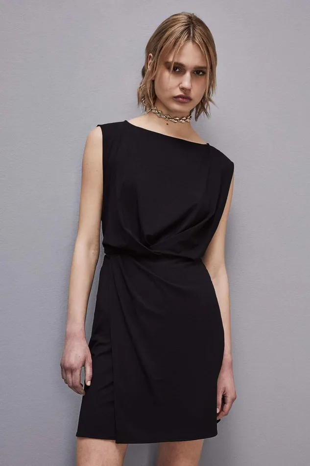 Patrizia Pepe Stretch Jersey Boatneck Dress Black Nero Apparel Mini