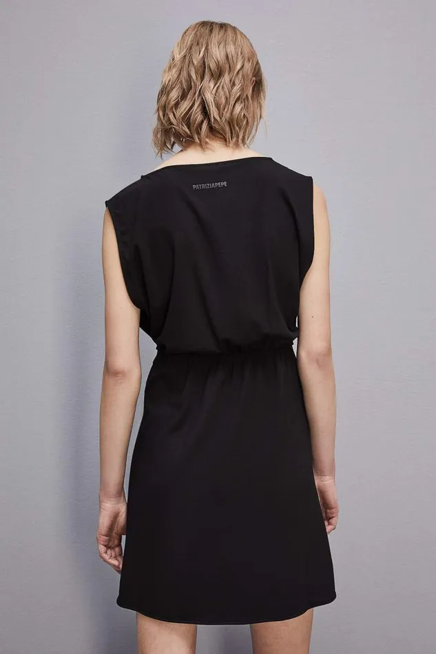 Patrizia Pepe Stretch Jersey Boatneck Dress Black Nero Apparel Mini