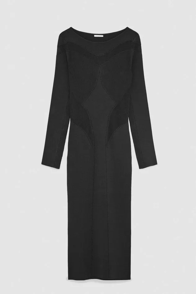Patrizia Pepe Viscose Blend Midi Dress Black Nero Apparel Midi