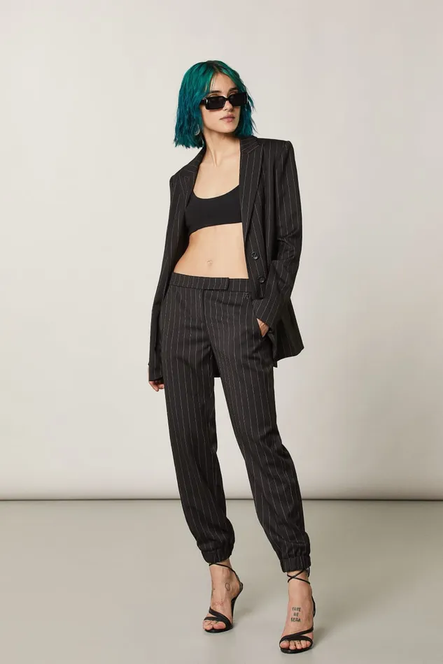 Patrizia Pepe Viscose Jogging Pants Black Blackandbeige Stripes Apparel Joggers