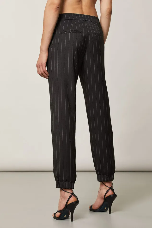 Patrizia Pepe Viscose Jogging Pants Black Blackandbeige Stripes Apparel Joggers
