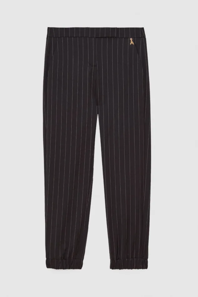 Patrizia Pepe Viscose Jogging Pants Black Blackandbeige Stripes Apparel Joggers