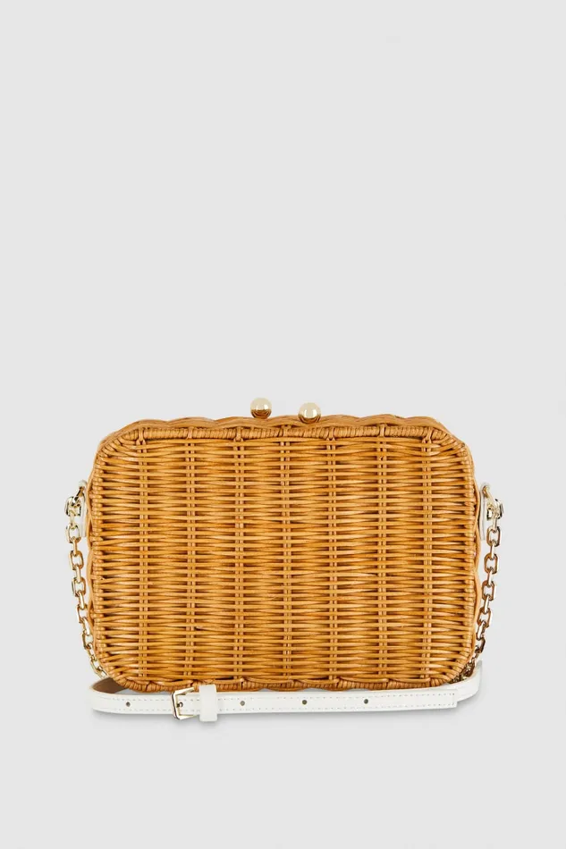 Patrizia Pepe Wicker Shoulder Bag White Whitenatural Bags Crossbodys